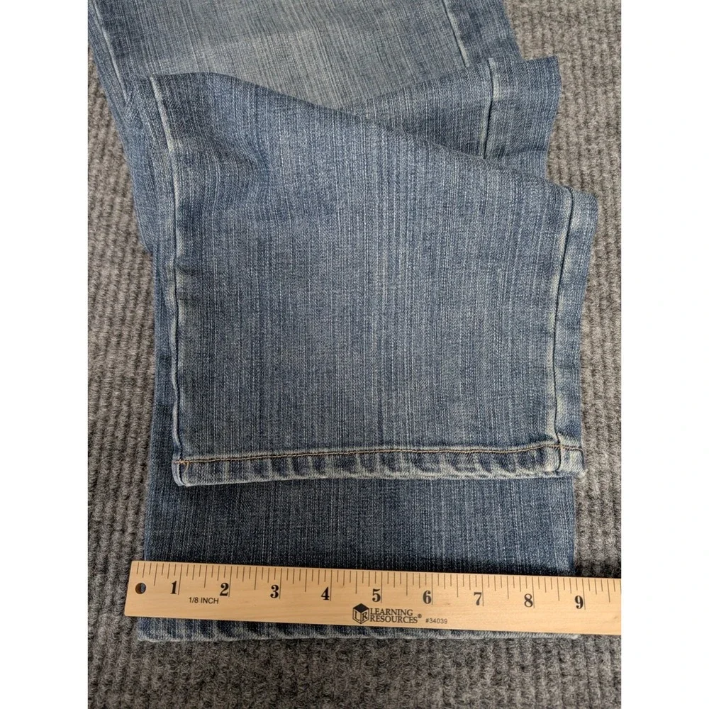 Talbots Straight Leg Jeans Womens 16 Blue‎ Stretch Beaded Embroidered Casual